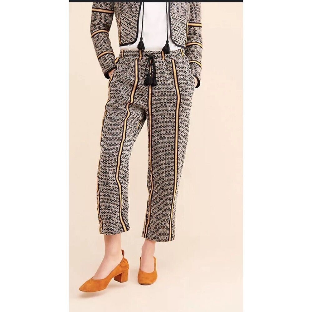 Anthropologie DOLAN Collection Amadi Pants Patterned Pull On Tassels Crop Sz M